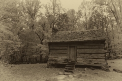 Roaring Fork First Cabin Great Smoky Mountains National Park BW