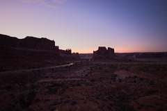 Arches National Park Park Avenue Visitors Leaving the Park at Dusk