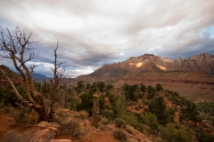 Zion National Park WatchmanTrail Views From The Top Sun Coming Through Clouds Looking Towards Springdale